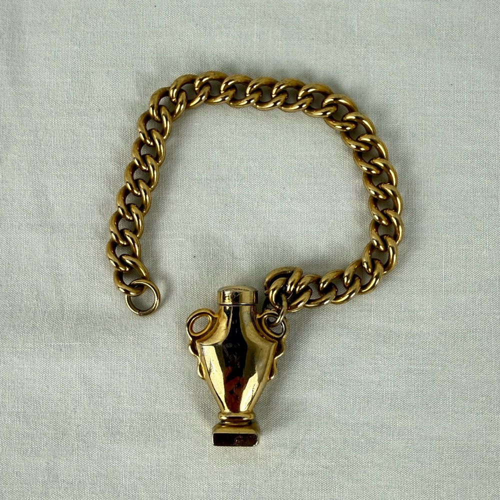 Vintage Miniature Gold Perfume Bottle Bracelet **Read**